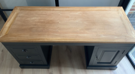 VERKOCHT! Uniek Off Black & Wood  Indonesisch bureau