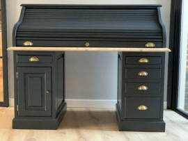 Uniek secretaire bureau in Off black & wood