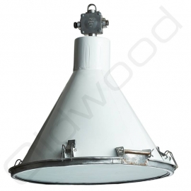Industrial white lamp with glass plate