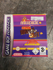 3 in 1 millipede, super breakout en lunar lander (Gameboy Advance tweedehands game)