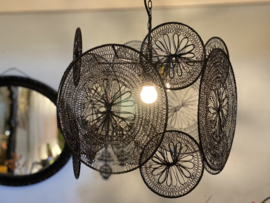 Black metal woven wired hanging lamp