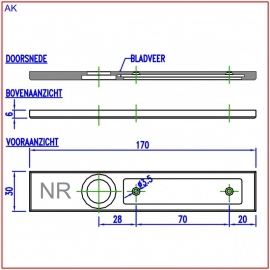 Naamplaathouder 170x30 zilvergrijs, nummer links (webart044)