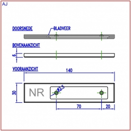 Naamplaathouder 140x30 wit, nummer rechts (webart030)