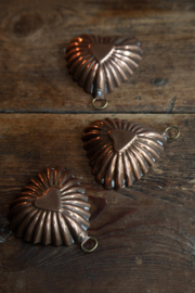 Bakvormpje hart, koper, antiek