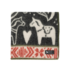 Wollen baby-dekentje Dalarna | Zwart