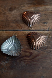 Bakvormpje hart, koper, antiek