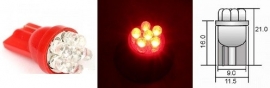 2x T10 W5W 6 Rode LED`s auto lamp. ARTnr: 10-148