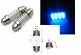 2x 8 Blauwe LED`s buis lamp 39mm. artnr: 10-109