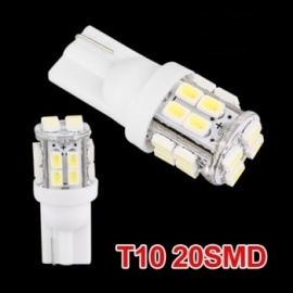 2x T10 W5W 20 Witte SMD LED`s auto lamp. ARTnr: CW66