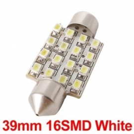1x 16 witte SMD LED`s buis lamp 38 mm. ART: BY10