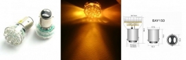 2x BAY 15d 24 gele LED`s auto lamp. ARTnr: 10-029