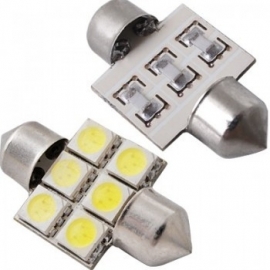 2x 6 Witte SMD LED`s buislamp 31mm. ARTnr: SKU020816