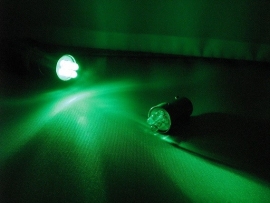 2x BA 9s 4 groene LED`s auto lamp. ARTnr: 10-164