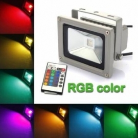1x 10W RGB 9 LED's buitenlamp met AB. ARTnr: SKU017825