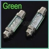 2x 3 Groene LED`s buislamp 40mm. ARTnr: SKU016258