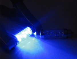 2x 9 Blauwe LED`s buislamp 42mm. ARTnr: 10-178