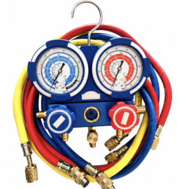 Manometerset voor R32 , R410 , R134a , R22 in kuntstof koffer