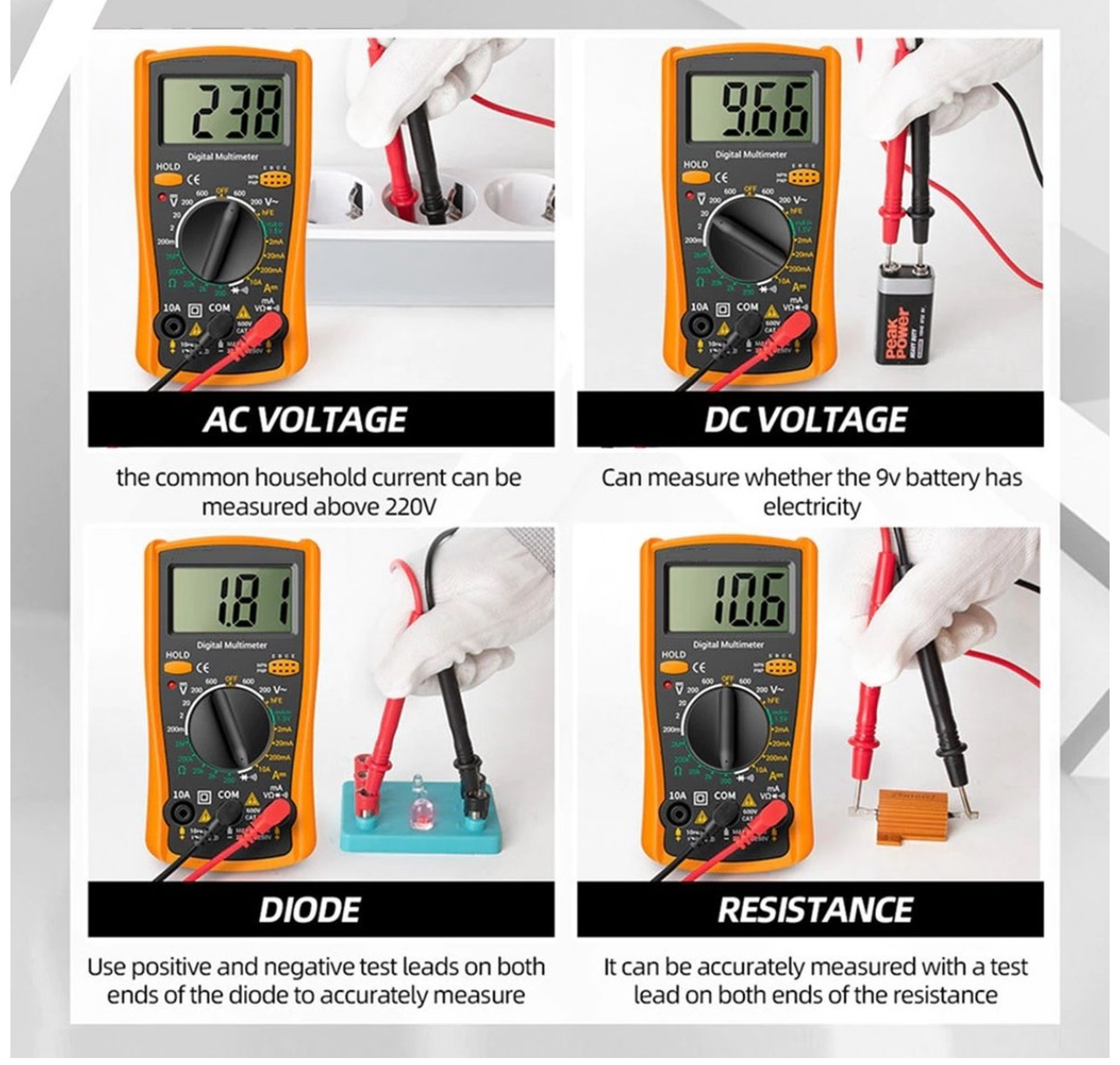 Multimeter inclusief beschermkap en testsnoer