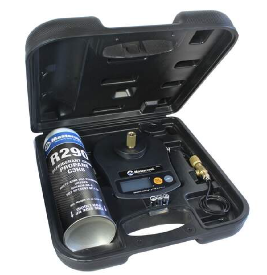 Mastercool hoge precisie weegschaal incl. koffer + R290 koudemiddelcilinder 370 gram
