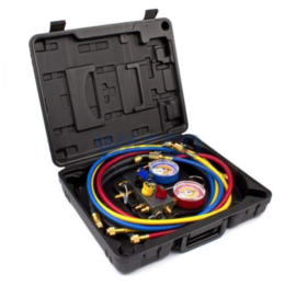 Mastercool 4-weg analoge manifoldset , manometers R22, R32, R407C en R410A