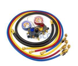 Mastercool 4-weg analoge manifoldset , manometers R22, R32, R407C en R410A