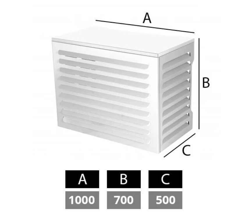 Airco en warmtepomp omkasting medium RAL9010 Wit, 1100 x 850 x 600 mm