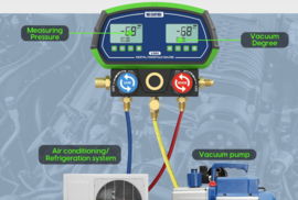 Digitale Manometerset voor Airco of koeltechniek voor 90 Koudemiddel types