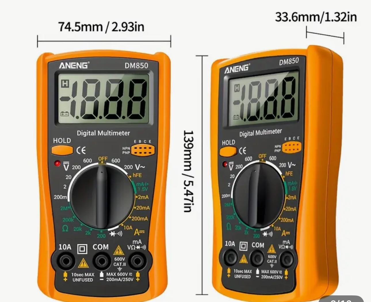 Multimeter inclusief beschermkap en testsnoer
