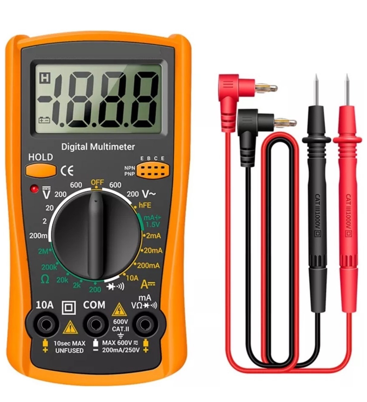 Multimeter inclusief beschermkap en testsnoer