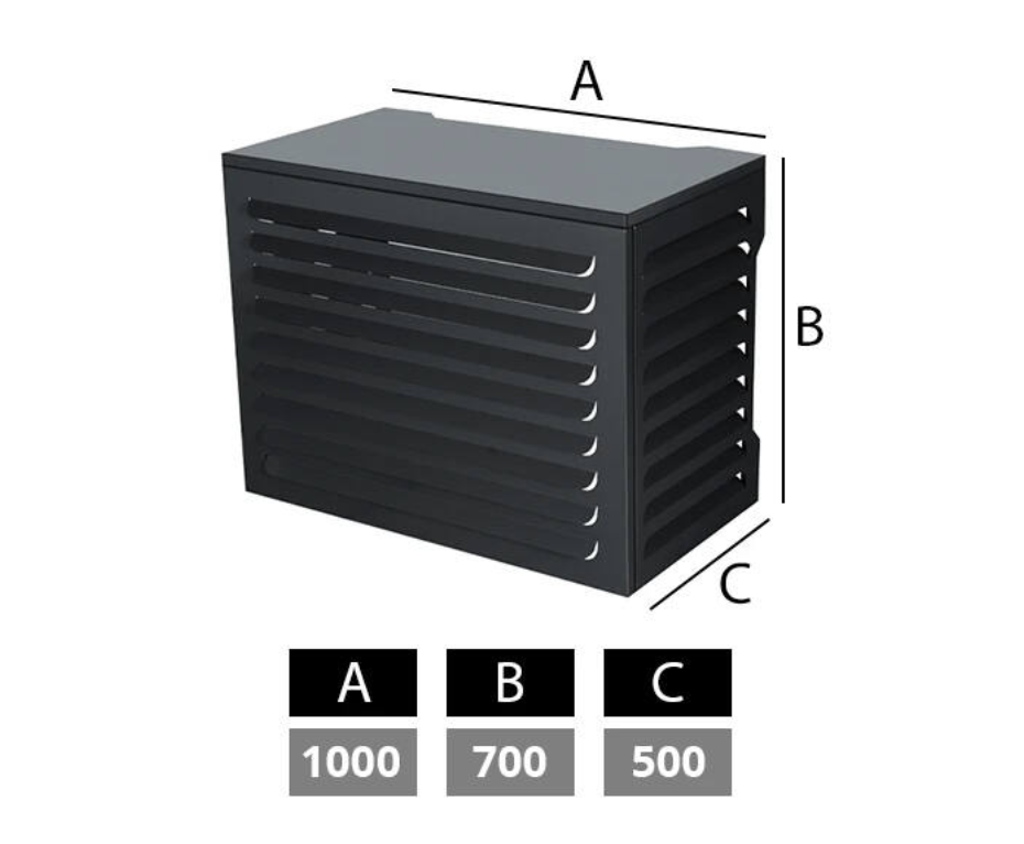 Airco en warmtepomp omkasting small RAL7024 Antraciet, 1000 x 700 x 500 mm