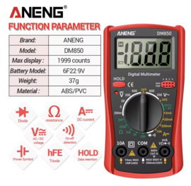 Multimeter inclusief beschermkap en testsnoer