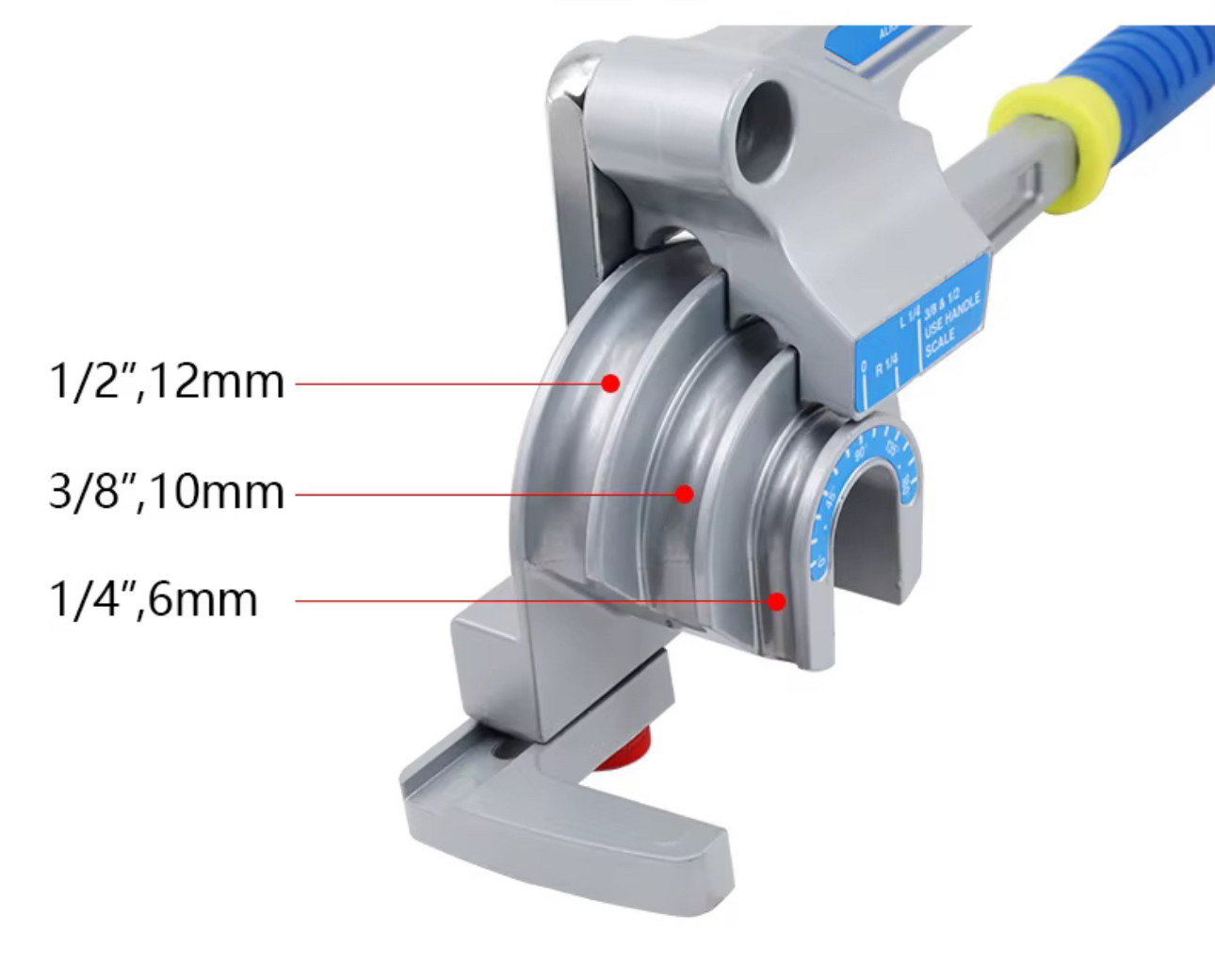 Buigtang 3 maten 1/4-3/8-1/2 buigen tot 180 graden