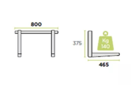 Rodigas  muurbeugel RVS Wandconsole 800x375x465mm 140 KG