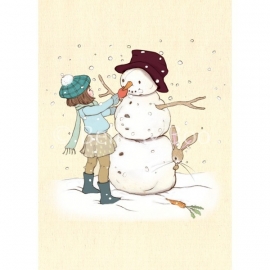 Belle & Boo Snowman kerstkaart, dubbel met enveloppe.