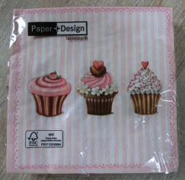 Servetten Cupcake rose