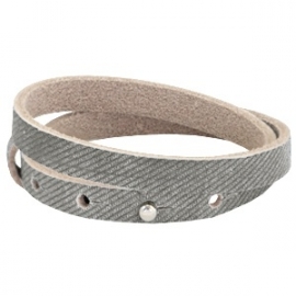 Leren armband Grey denim