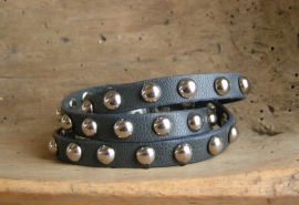 Leren armband Studs - donkergrijs