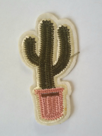 Patch Cactus - legergroen/roze