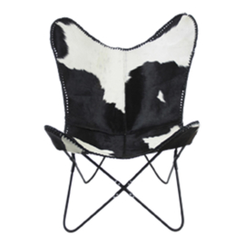 Vlinderstoel Koeienhuid - zwart/wit