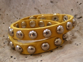 Leren armband Studs - geel