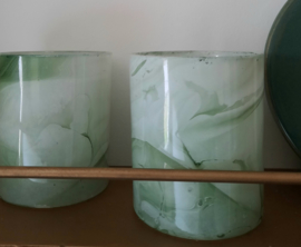 Waxinelichthouder - glas, groen