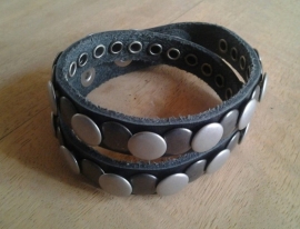 Wikkel armband Studs -zwart, zilver