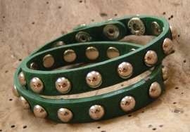 Leren armband Studs - groen