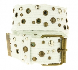 Canvas riem studs - wit