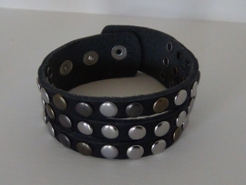 Leren armband Studs - 3 rij