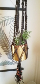 Macramé hanger - zwart, beads