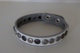 Leren armband Studs - wit