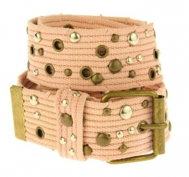 Canvas riem studs - roze