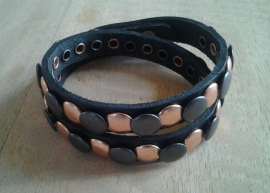 Wikkel armband Studs -zwart, koper