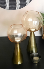 Windlicht goud/glas, l